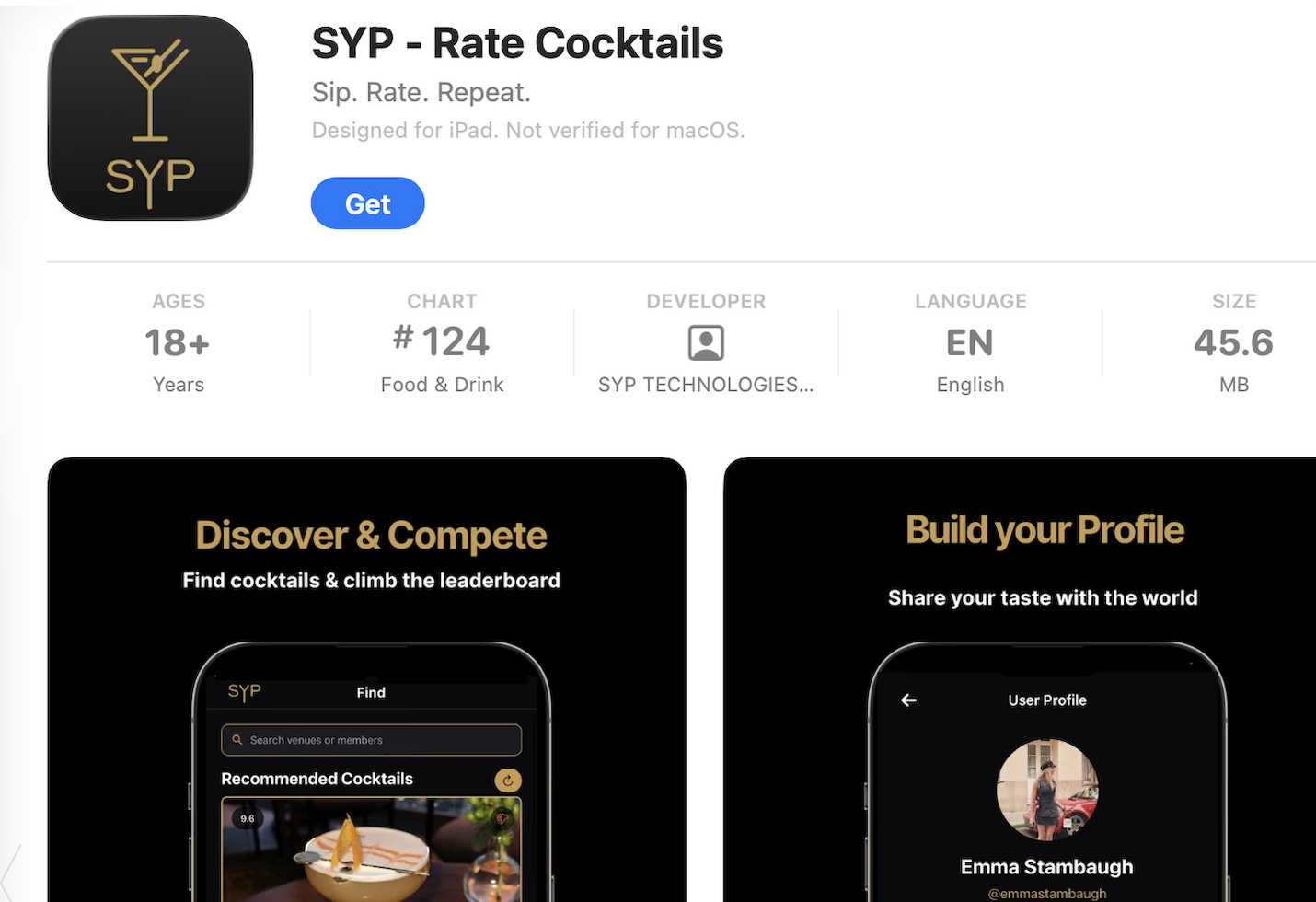 SYP - Rate Cocktails app screenshot